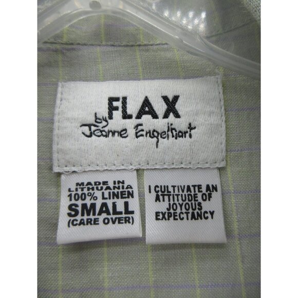 Flax Top Small Linen Tunic Shirt Lagenlook Cottagecore Button Down - Picture 8 of 9